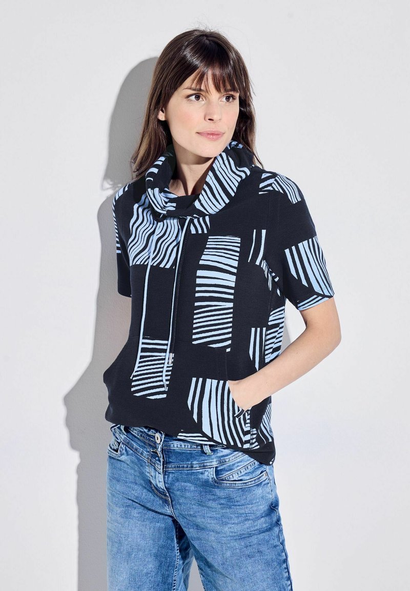 Cecil MIT VOLUMENKRAGEN - T-shirt con stampa - blau