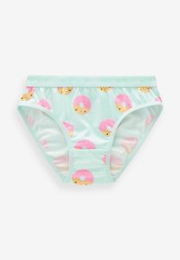 Ljusblå bomullsboxershorts med ett rosa donutmönster och en logoband i midjan. Har en mjuk textur och en standard underklädesmodell.
