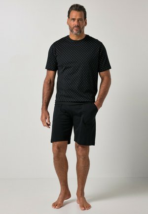 JP1880 JP 1880 PYJAMAS, STOMACH FIT, ALL-OVER PRINT, T-SHIRT, SHORTS, UP TO 8 XL - Nachtwäsche Set - black
