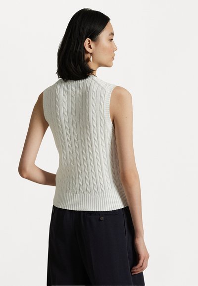 Polo Ralph Lauren CABLE KNIT COTTON SWEATER VEST - Μπλούζα - white