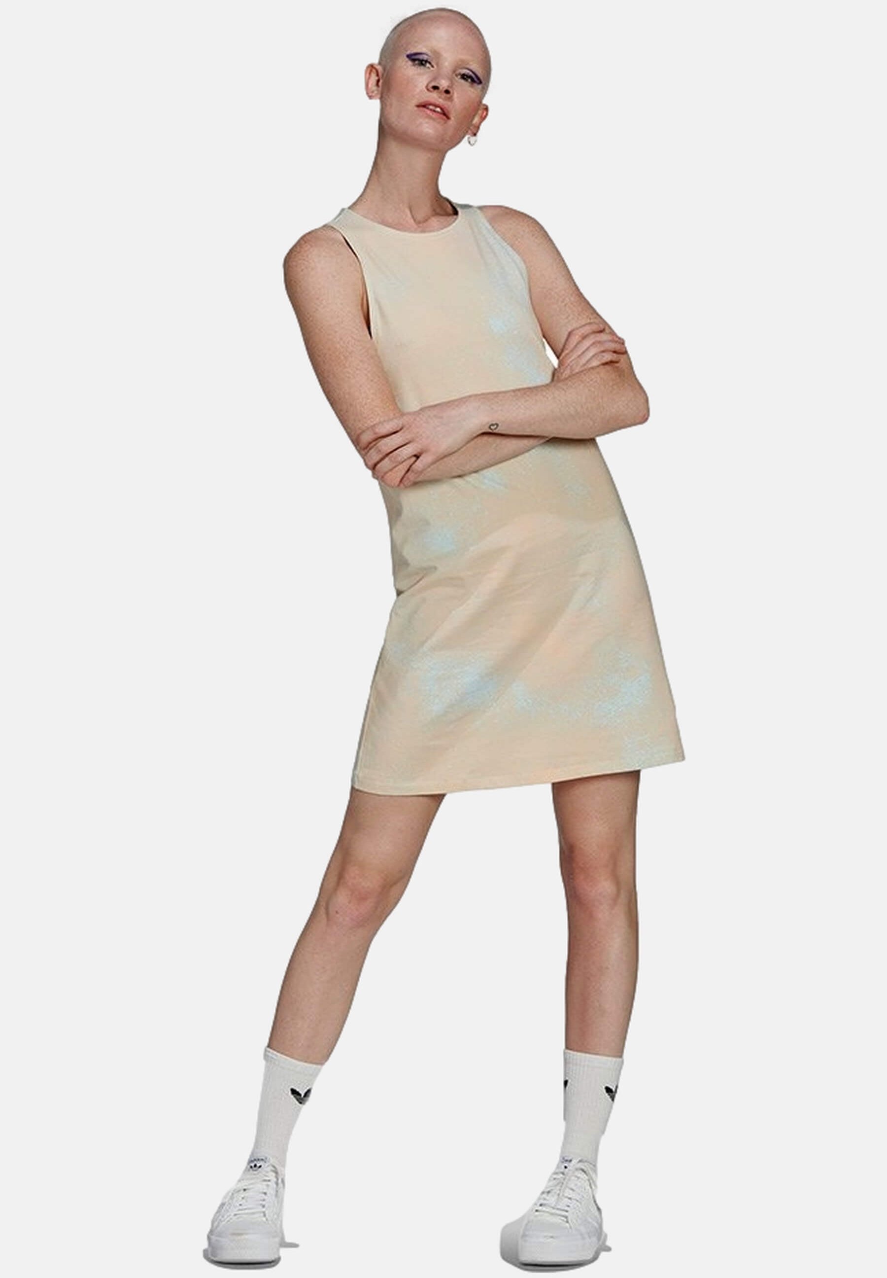 adidas dress beige Mira Sequin Bead Strappy Mini Dress