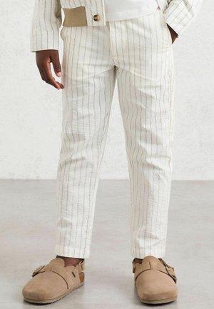 EASTON PINSTRIPE REGULAR-FIT - Bukser - off white taupe brown