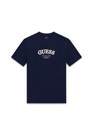 Guess, T-SHIRT MIT BESTICKTEM LOGO - T-shirt con stampa - dunkelblau