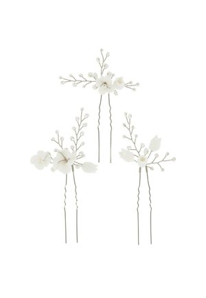 HAIRPINS WITH CERAMIC FLOWERS - Accessori capelli - white silver-coloured