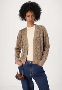 Marimekko EILINEN PIIRTO UNIKKO CARDIGAN - Cardigan - beige/black