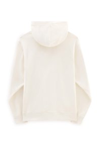 Hooded sweatshirt in off-white, made from soft cotton blend. Features a relaxed fit and ribbed cuffs with a smooth texture.