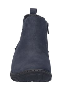 Stivali alla caviglia in pelle blu navy con finitura testurizzata, chiusura con zip laterale e suola in gomma con motivo antiscivolo.