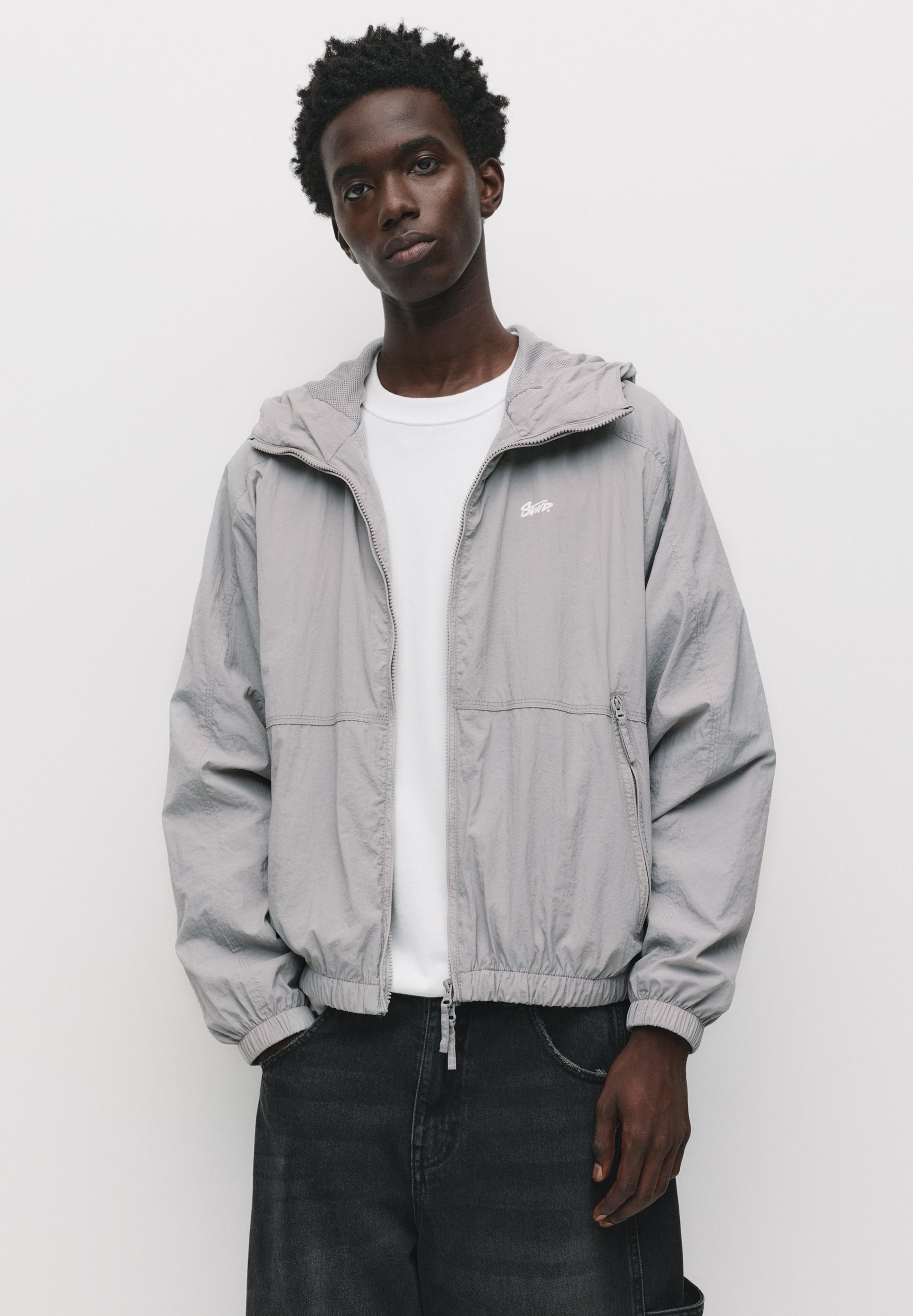 Veste Motard Femme PULL & BEAR Taille 36 - Gris Clair, Style Décontracté, Occasion Très Bon état
