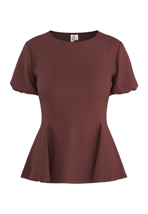 HYPEDROP, OBERTEIL MIT KURZEN ÄRMELN HDTAMARA PEPLUM - T-shirt imprimé - rum raisin