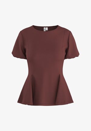 HYPEDROP, OBERTEIL MIT KURZEN ÄRMELN HDTAMARA PEPLUM - T-shirt imprimé - rum raisin
