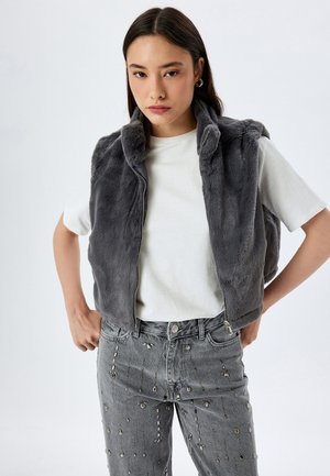 CROP SLEEVELESS - Väst - grey