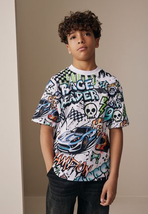 Next, REGULAR FIT - SHORT SLEEVE GRAPHIC T-SHIRT . - T-shirt print - white racing graffit