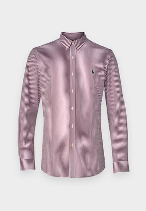 SLIM FIT STRIPED STRETCH POPLIN SHIRT - Ing - wine/white