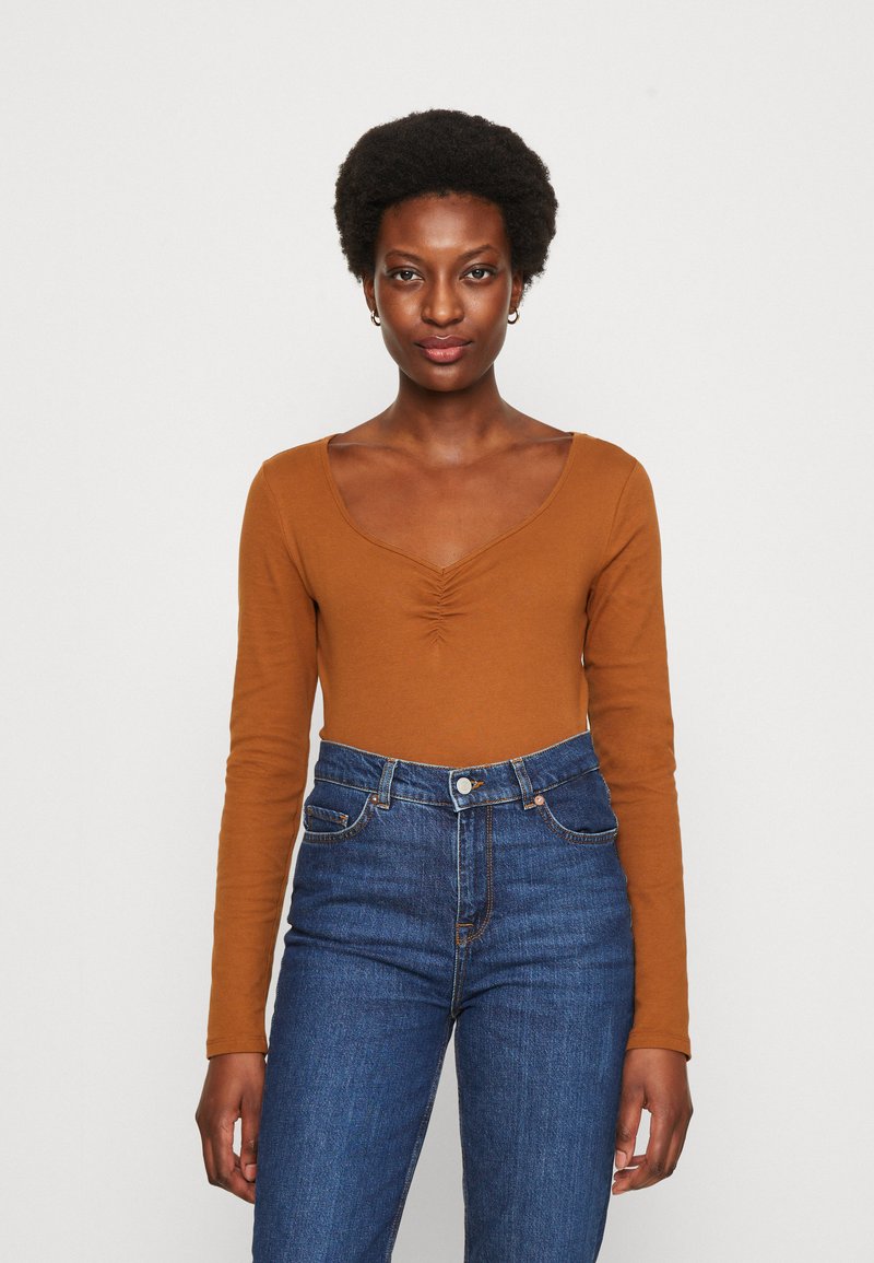 GAP OPEN ROUCHED Long sleeved top bright brown/brown Zalando.co.uk