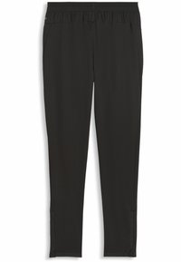 Pantaloni sportivi neri realizzati in tessuto testurizzato, con una vita elastica, tasche laterali e cerniere alle caviglie.