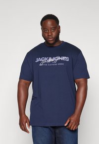 Jack & Jones JJALVIS TEE CREW NECK 3 PACK - Potiskana majica - kombu green/navy blazer/black