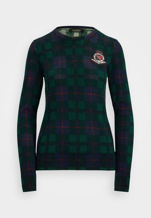 Lauren Ralph Lauren BLACK WATCH PLAID BEADED-CREST SWEATER - Maglione - green multi