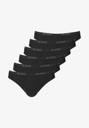Herenboxers in zwart, gemaakt van zachte stof. Voorzien van een SLOGGI-logo op de tailleband en een klassiek boxermodel met een gladde textuur. Verpakking van zeven stuks.