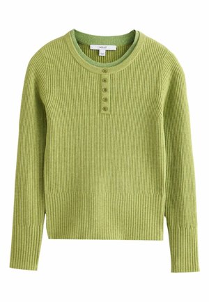 Next, REGULAR FIT - SUPERSOFT LONG SLEEVE HENLEY LAYER TOP - Striktrøje - lime green