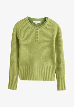 Next, REGULAR FIT - SUPERSOFT LONG SLEEVE HENLEY LAYER TOP - Striktrøje - lime green