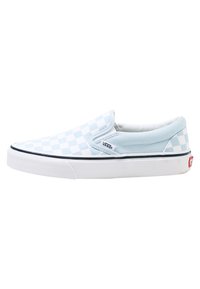 checkered vans light blue