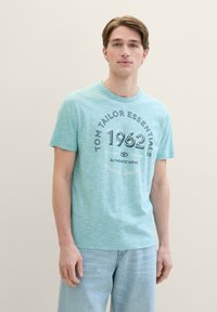 TOM TAILOR MIT LOGO - Triko s potiskem - meadow teal fine stripe