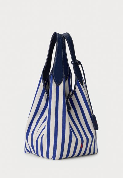 Polo Ralph Lauren POLO PLAY STRIPED CANVAS MEDIUM TOTE - Velika torba - ink/white