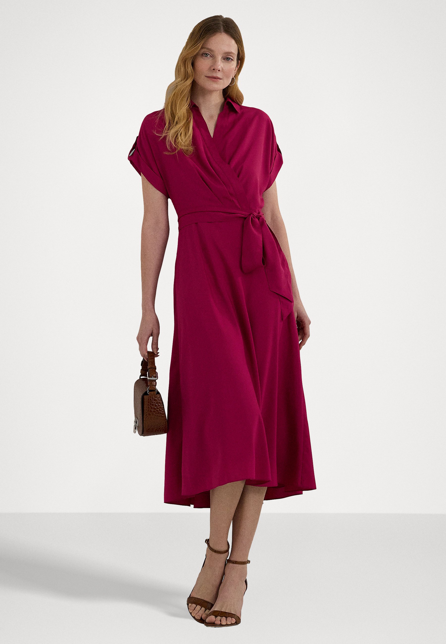 Lauren Ralph Lauren BELTED CREPE DRESS - Day dress - fuchsia