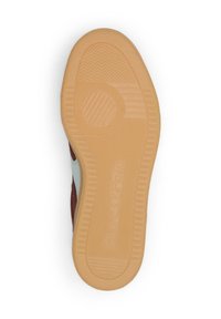 Podeszwa buta wykonana z gumy, w kolorze jasnobrązowym, z teksturowanymi wzorami i okrągłym designem. Zawiera detal z logo "Marc O'Polo."