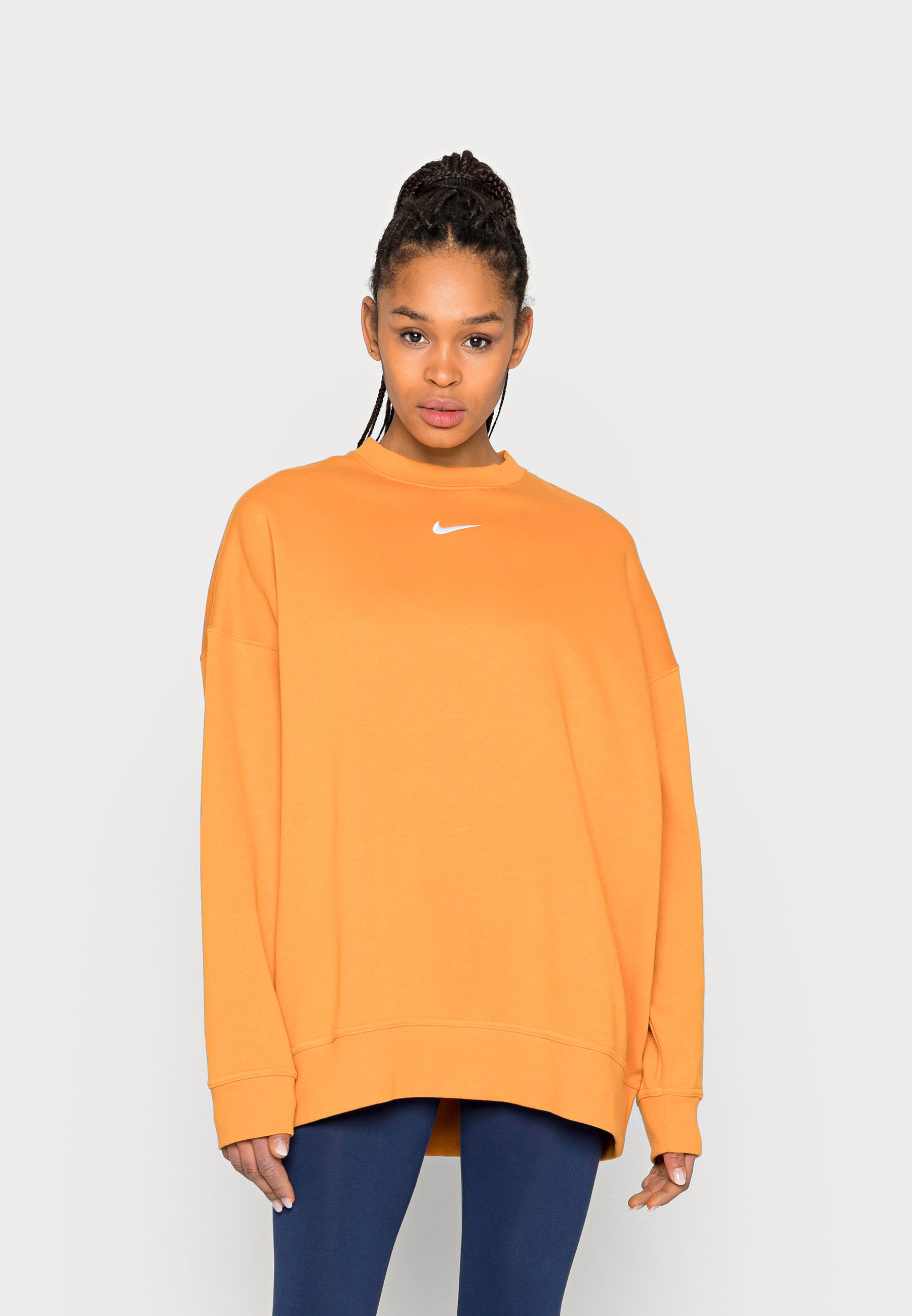 oversized orange sweatshirt