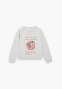 Felpa grigia in misto cotone, caratterizzata da un design grafico con un cavallo in corsa e testo rosso. Vestibilità standard con maniche lunghe e polsini a coste.