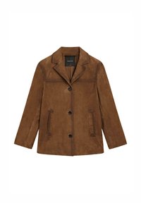 WITH POCKETS - Lederjacke - dark brown