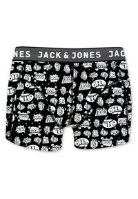 Boxers noirs ornés d'un imprimé de style bande dessinée en blanc avec des phrases telles que "WOW!" et "BOOM!" sur un tissu lisse. Ceinture élastique avec logo.