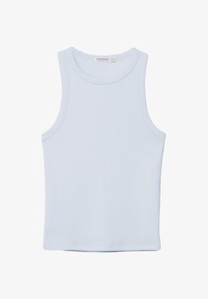 Light blue sleeveless tank top made of soft cotton fabric. Features a round neckline and smooth edges, with no visible patterns or accents.
