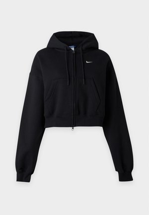 Nike Sportswear, STUDIO FLEECE MEDIUM WEIGHT OVERSIZED FULL-ZIP CROPPED HOODIE - Sudadera con cremallera - total black/sail