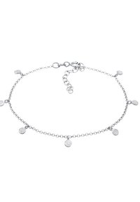 Bracciale in catena d'argento con ciondoli decorativi a forma di goccia, testurizzati con un motivo sottile, e chiusura a moschettone.