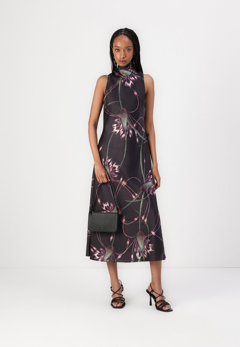 Robe Ted Baker Catina Noire Fleurie - Taille 3(12) - Jamais Portée - Style Crayon Midi