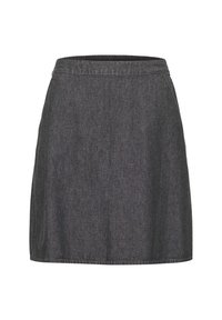 Mörk denimkjol med avslappnad passform, med en rak silhuett, subtil textur och ett elastiskt midjeband för komfort.