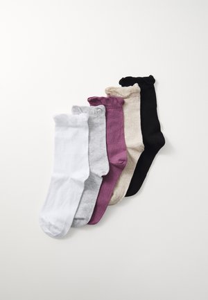 5 PACK - Strømper - white/beige/grey melange/dark taupe/black