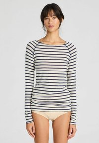 Tops ar garām piedurknēm - reverse denim stripe