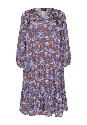 Zizzi, GEBLÜMTES MIDIKLEID MIT RÜSCHENSAUM - Φόρεμα ημέρας - braun