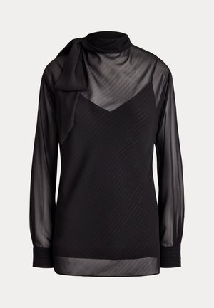Lauren Ralph Lauren, METALLIC-STRIPED TIE-NECK BLOUSE - Блуза - charcoal metallic