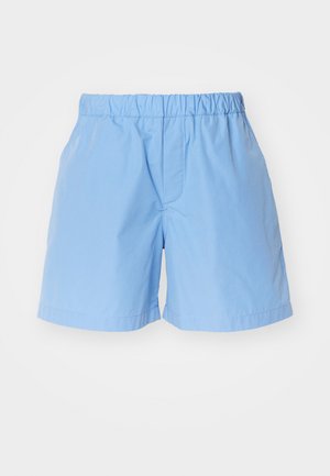 Shorts en coton bleu clair avec une taille élastique, dotés d'un design simple et de détails cousus discrets. Adaptés pour un usage décontracté.