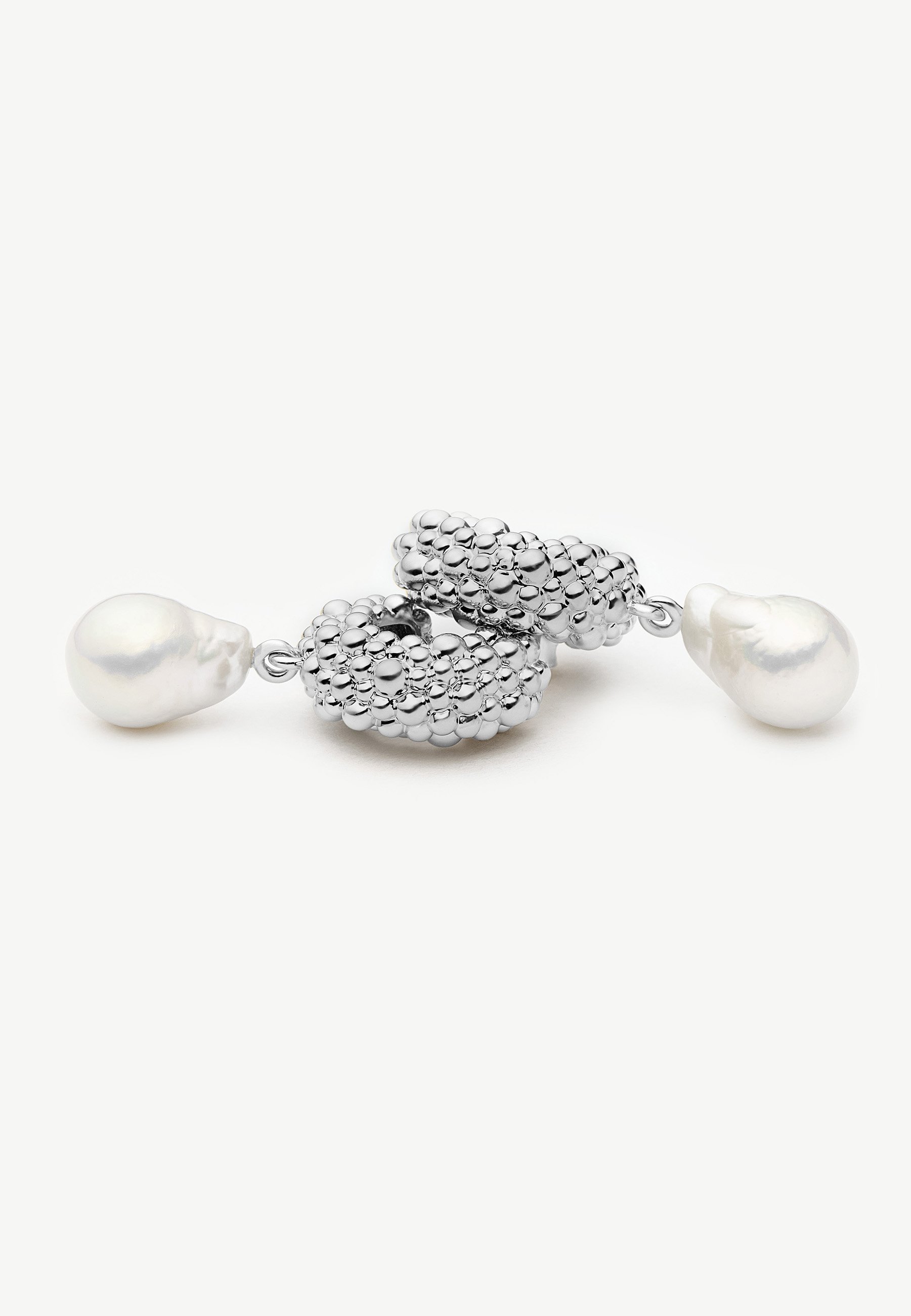 Missoma PEARL BAYA SMALL HOOP DROP EARRINGS - Ohrringe - silver