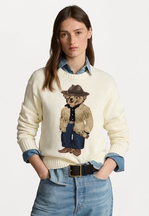 POLO BEAR COTTON CREWNECK SWEATER - Neule - parchment cream