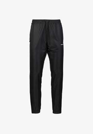 Schwarze Trainingshose mit leichtem, glattem Material. Sie verfügt über einen verstellbaren Kordelzugbund und elastische Bündchen. Logo-Detail an der Seite.