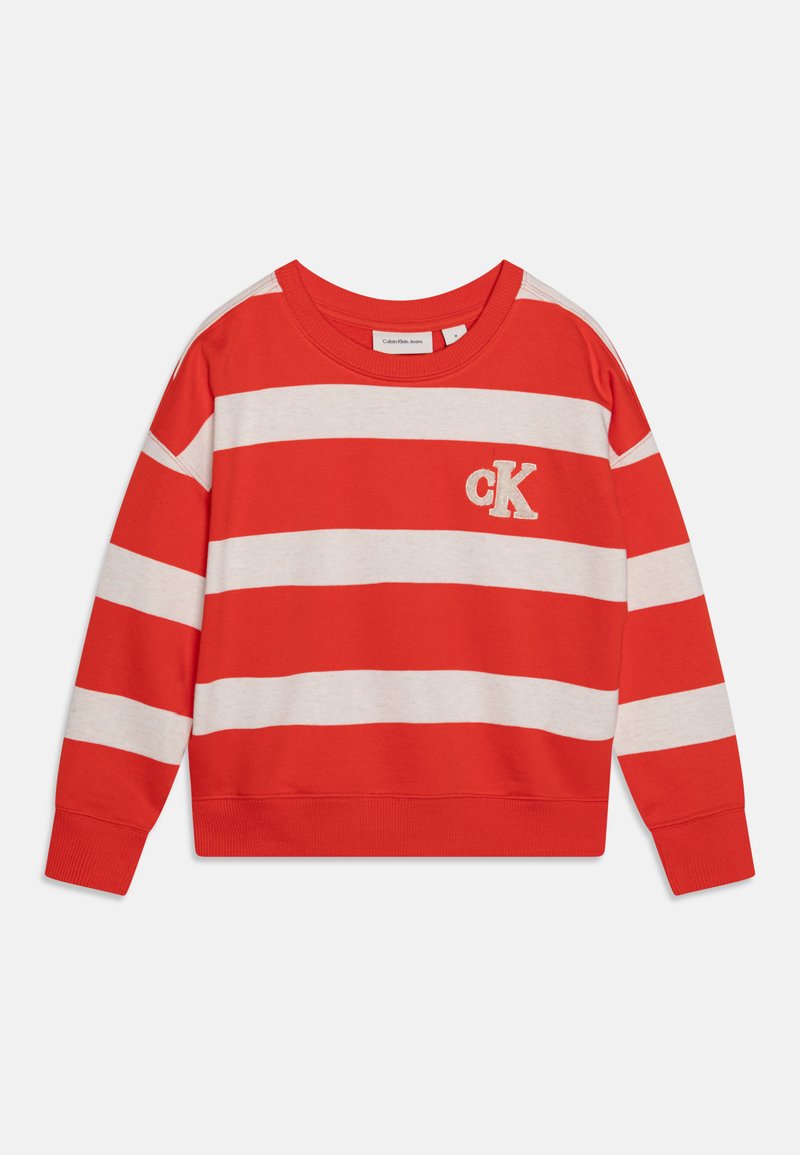 Calvin Klein Jeans STRIPED MODERN COMFORT UNISEX - Felpa - flaming chilly/oatmeal