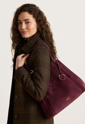Lauren Ralph Lauren, SHEEP-SUEDE LARGE TASHA TOTE BAG - Τσάντα Tote - dark garnet