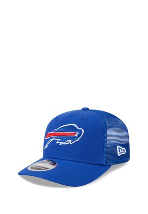 Blue mesh baseball cap with Buffalo Bills logo and white New Era logo on the side, displayed against a white background.