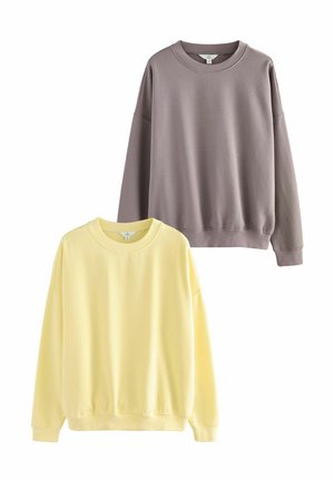 THE SET 2 PACK DROPPED SHOULDER CREW NECK - Sweatshirt - butter yellow taupe brown